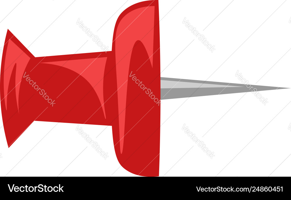 A red pin with pointed end for creating holes Vector Image