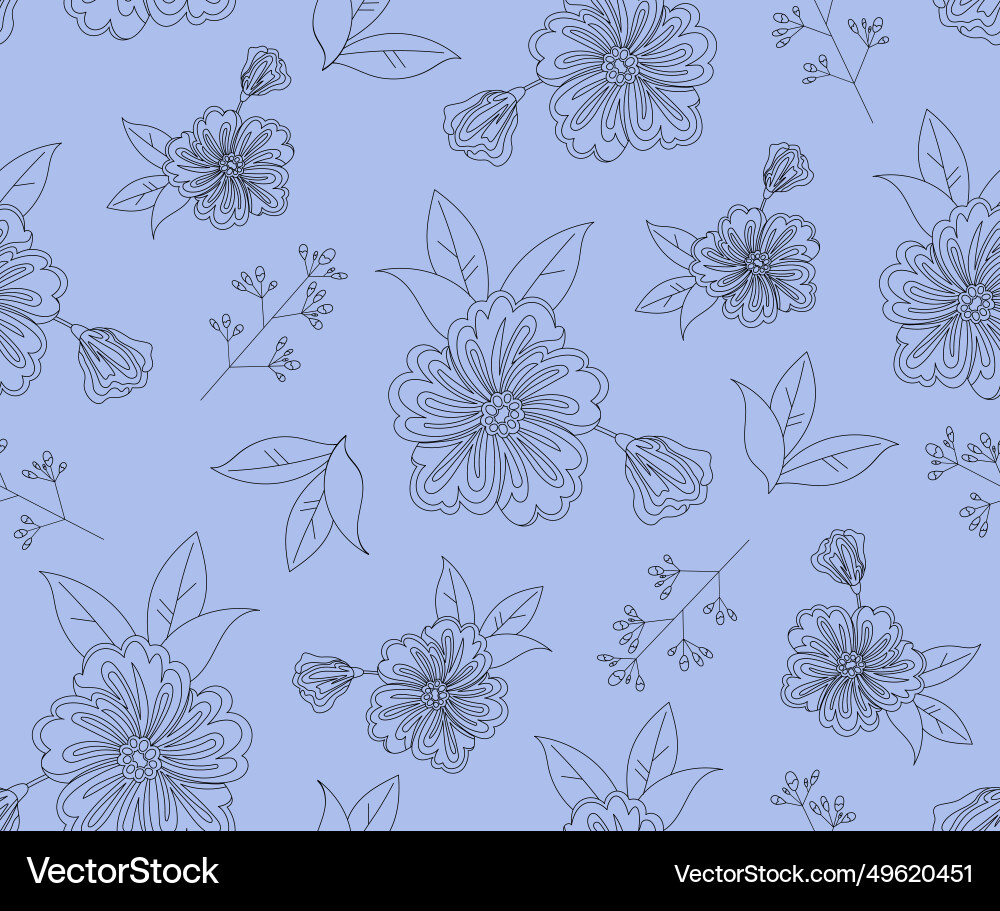 Botanical linear seamless pattern Botanical linear seamless pattern vector image