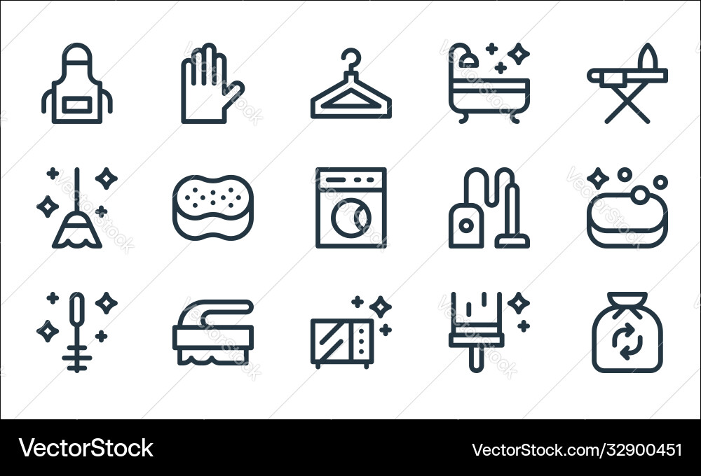 Cleaning line icons linear set quality Cleaning line icons linear set quality vector image