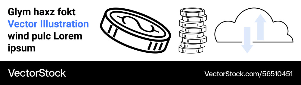 Coin stack and cloud with data transfer arrows Coin stack and cloud with data transfer arrows vector image