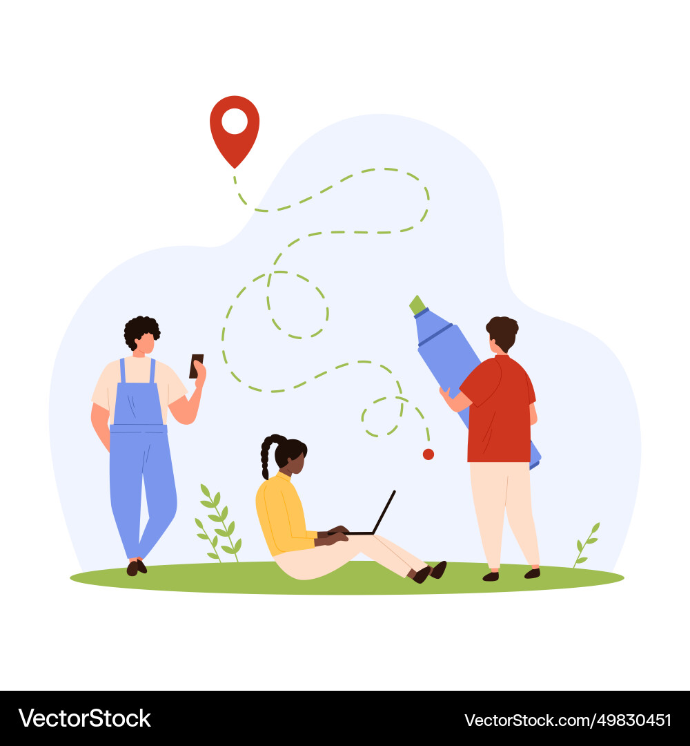 Gps navigation service tracking mobile app tiny vector image