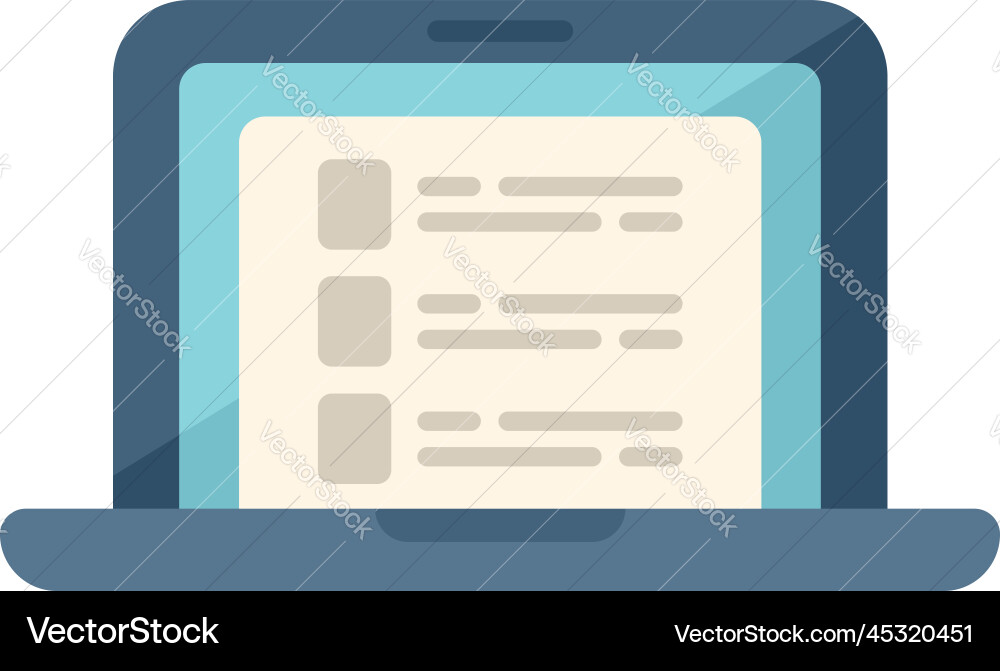 Laptop database icon flat data customer Laptop database icon flat data customer vector image