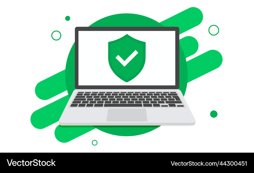Laptop with check mark window in a flat design vector image