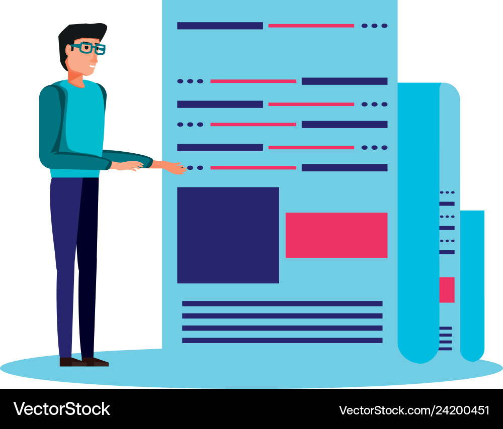 Man with paper document isolated icon vector image