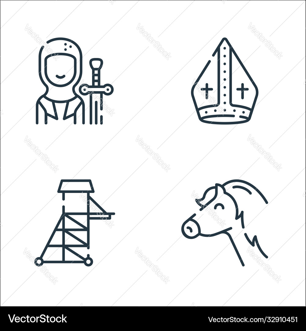 Medieval times line icons linear set quality Medieval times line icons linear set quality vector image