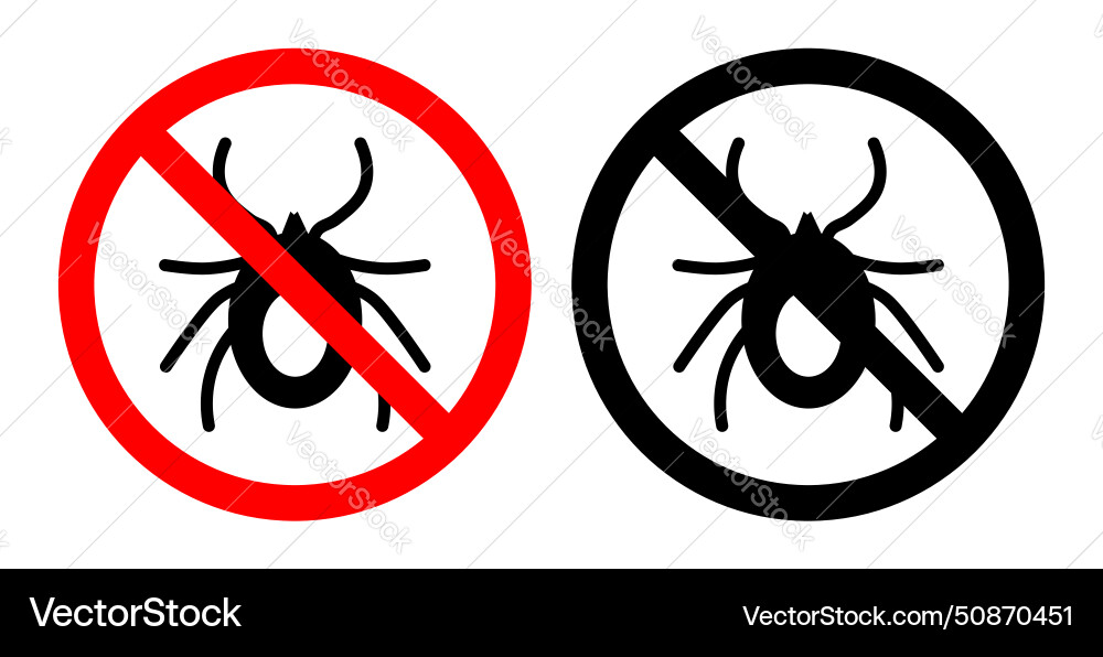 Mite in the prohibition sign no tick or bug Mite in the prohibition sign no tick or bug vector image