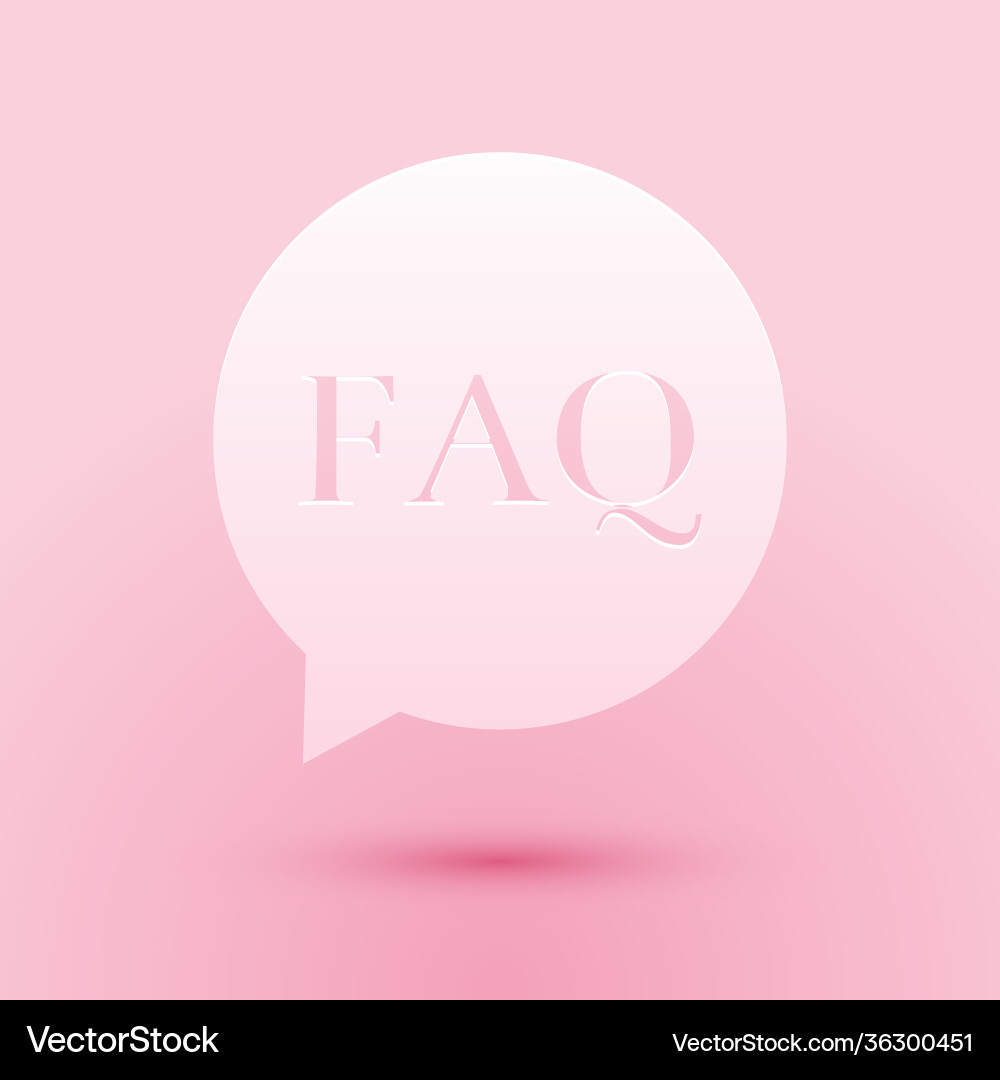 Paper cut speech bubble with text faq information Paper cut speech bubble with text faq information vector image