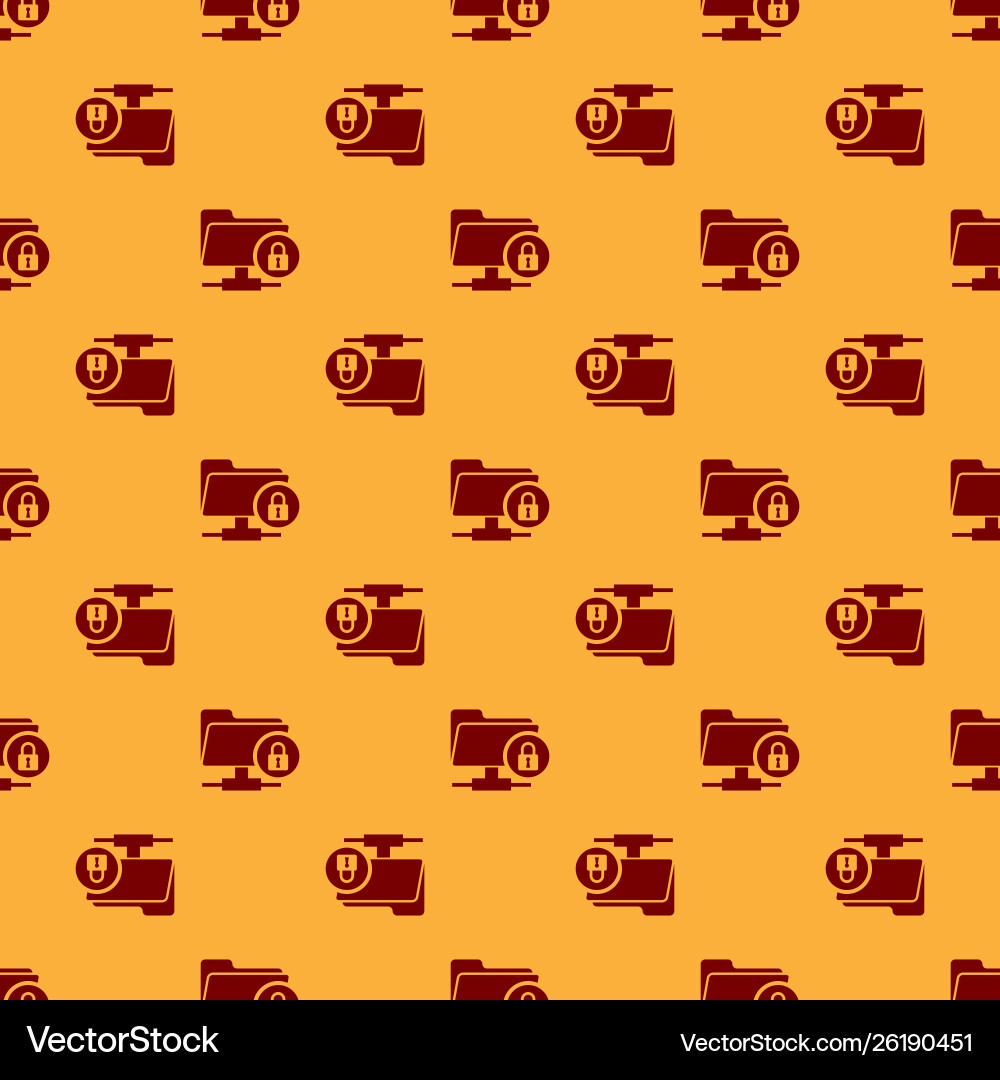 Red ftp folder and lock icon isolated seamless Vector Image