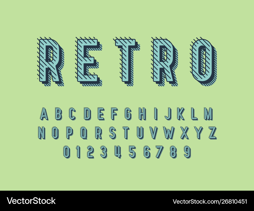 Retro font and alphabet stock Vector Image