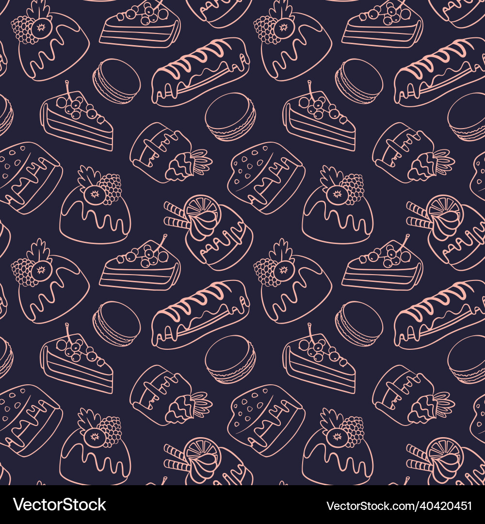 Seamless pattern with cakes and macaroons Seamless pattern with cakes and macaroons Vector Image