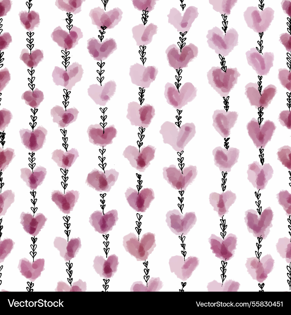 Seamless pattern with hearts watercolor pen Seamless pattern with hearts watercolor pen vector image
