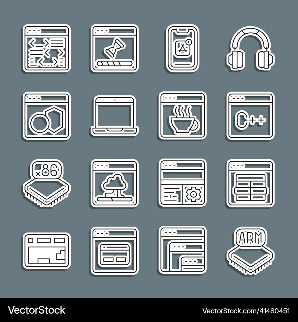 Set line processor mysql code software mobile Set line processor mysql code software mobile vector image