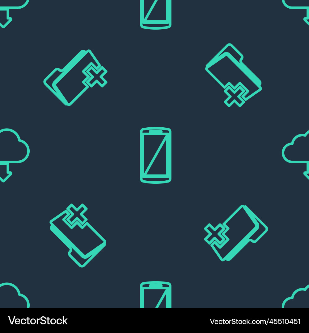 Set line smartphone mobile phone add new folder Set line smartphone mobile phone add new folder Vector Image