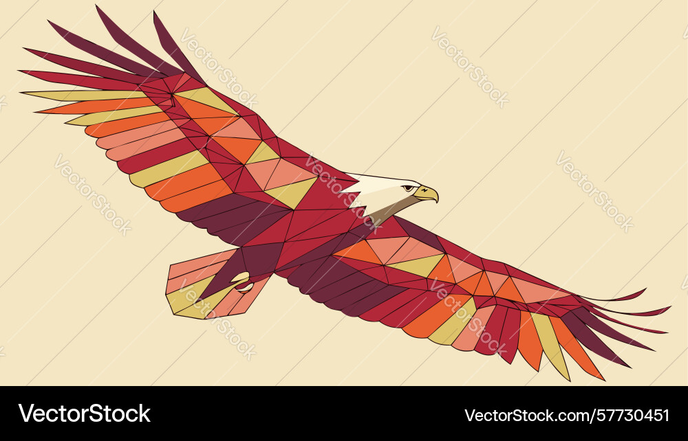 Soaring eagle in abstract geometric style design vector image