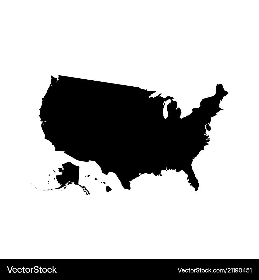USA Map - Black and White Vector Image