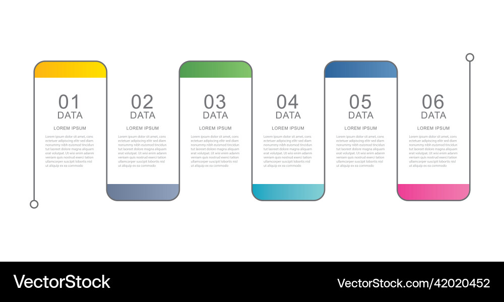 6 data infographics tab thin line index template 6 data infographics tab thin line index template vector image