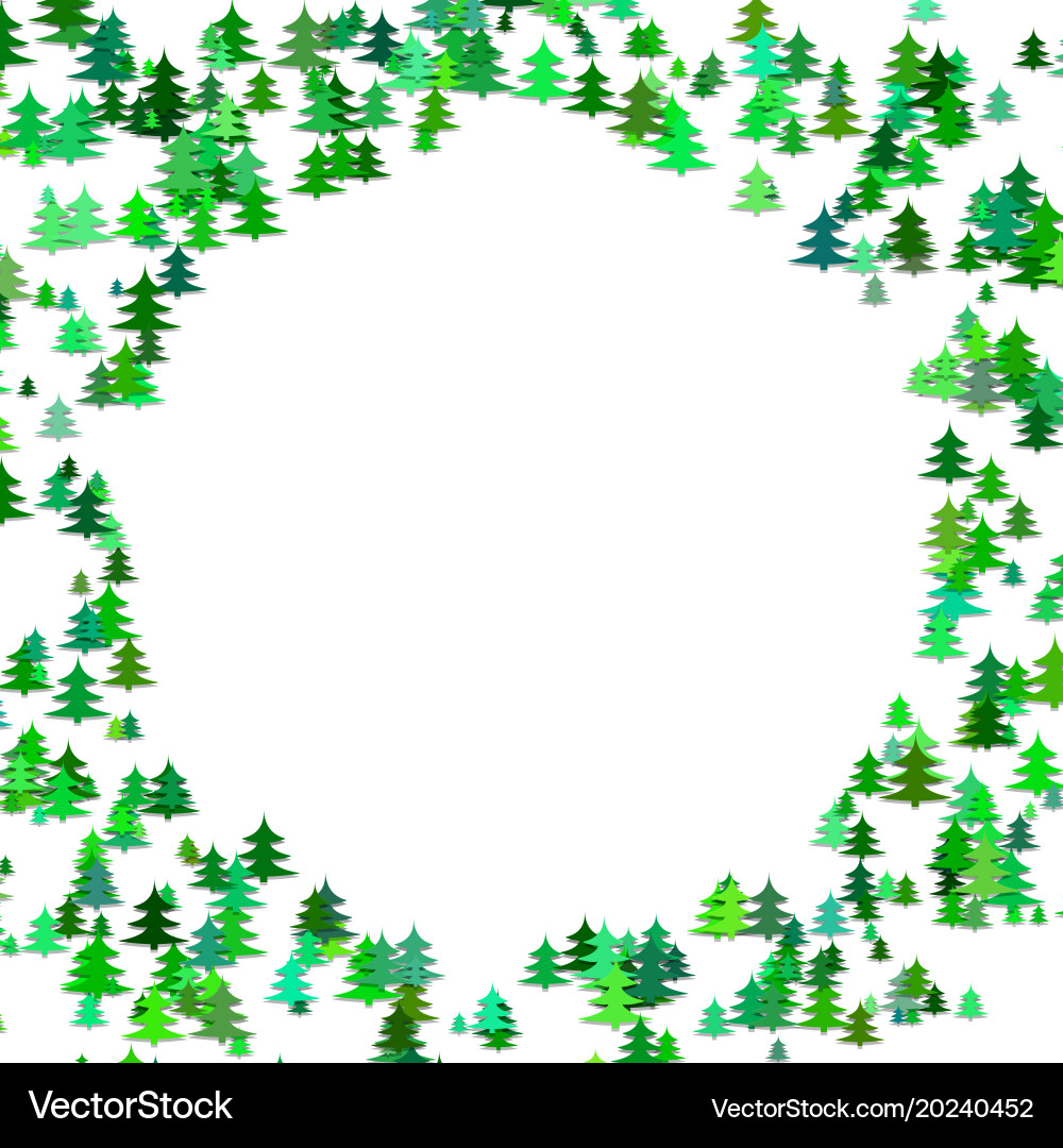 Abstract random pine tree pattern round border vector image