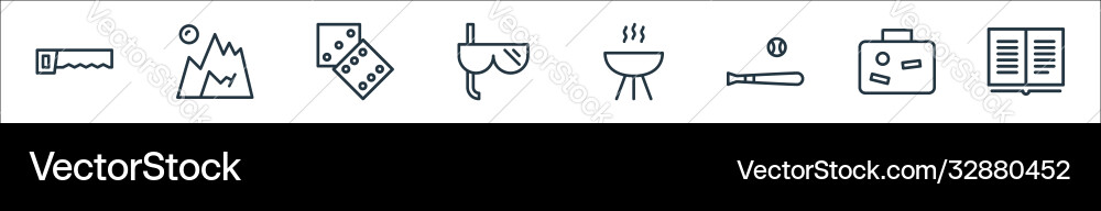 Activities line icons linear set quality Activities line icons linear set quality vector image