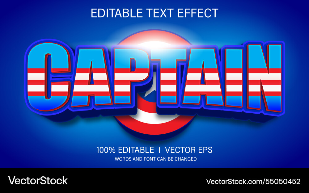 Captain text effect with modern style design Vector Image