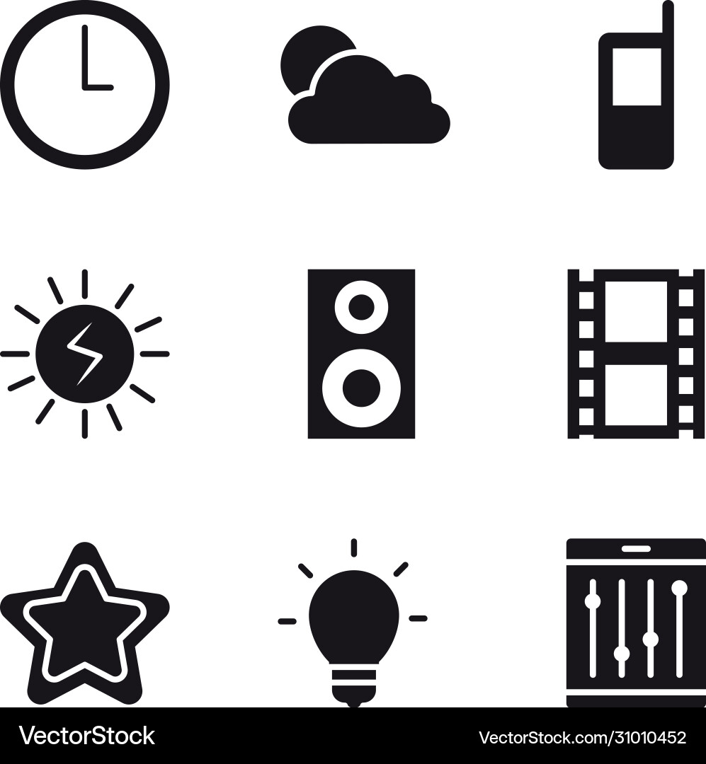 Clock and smartphone app buttons icon set vector image