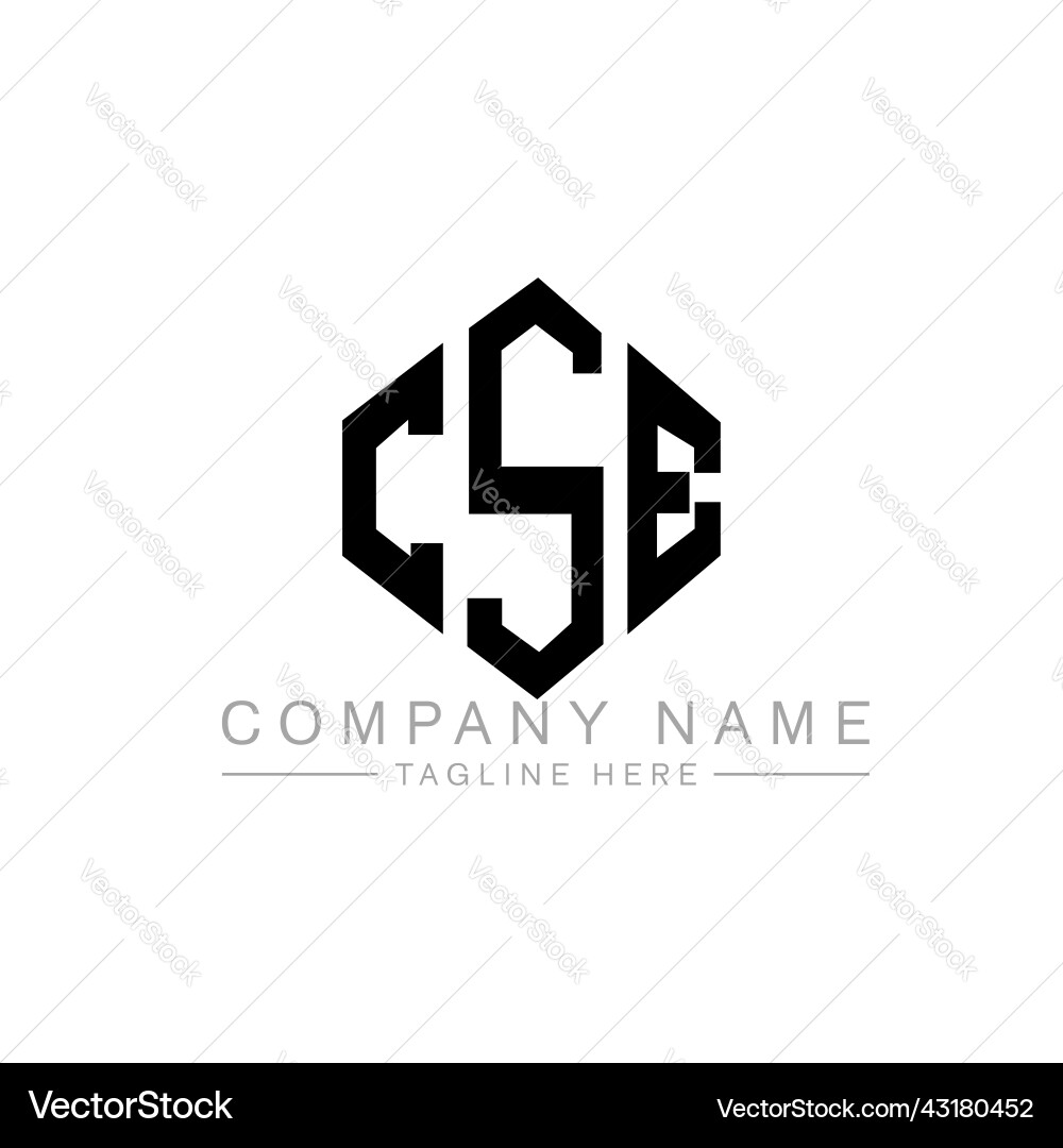 Cse letter logo design with polygon shape vector image