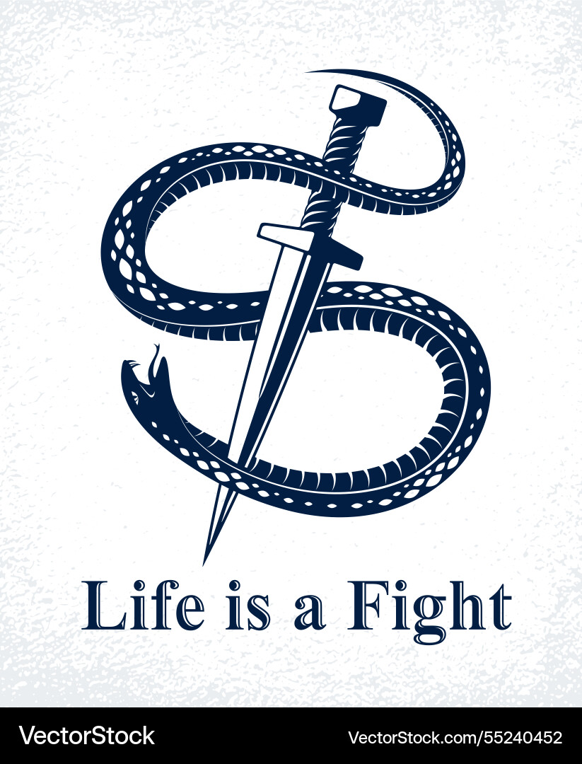 Dagger kills a snake defeated serpent wraps Dagger kills a snake defeated serpent wraps vector image