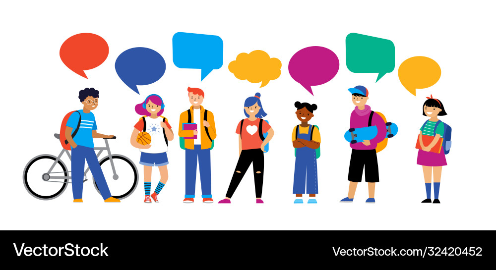 Diverse Students - Back to School Vector Image