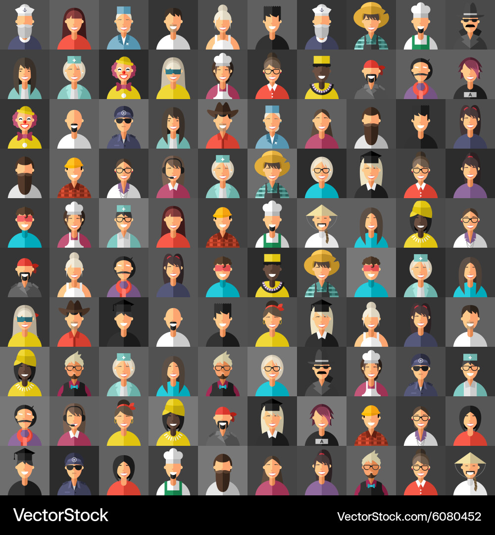 Flat design style avatar background different vector image