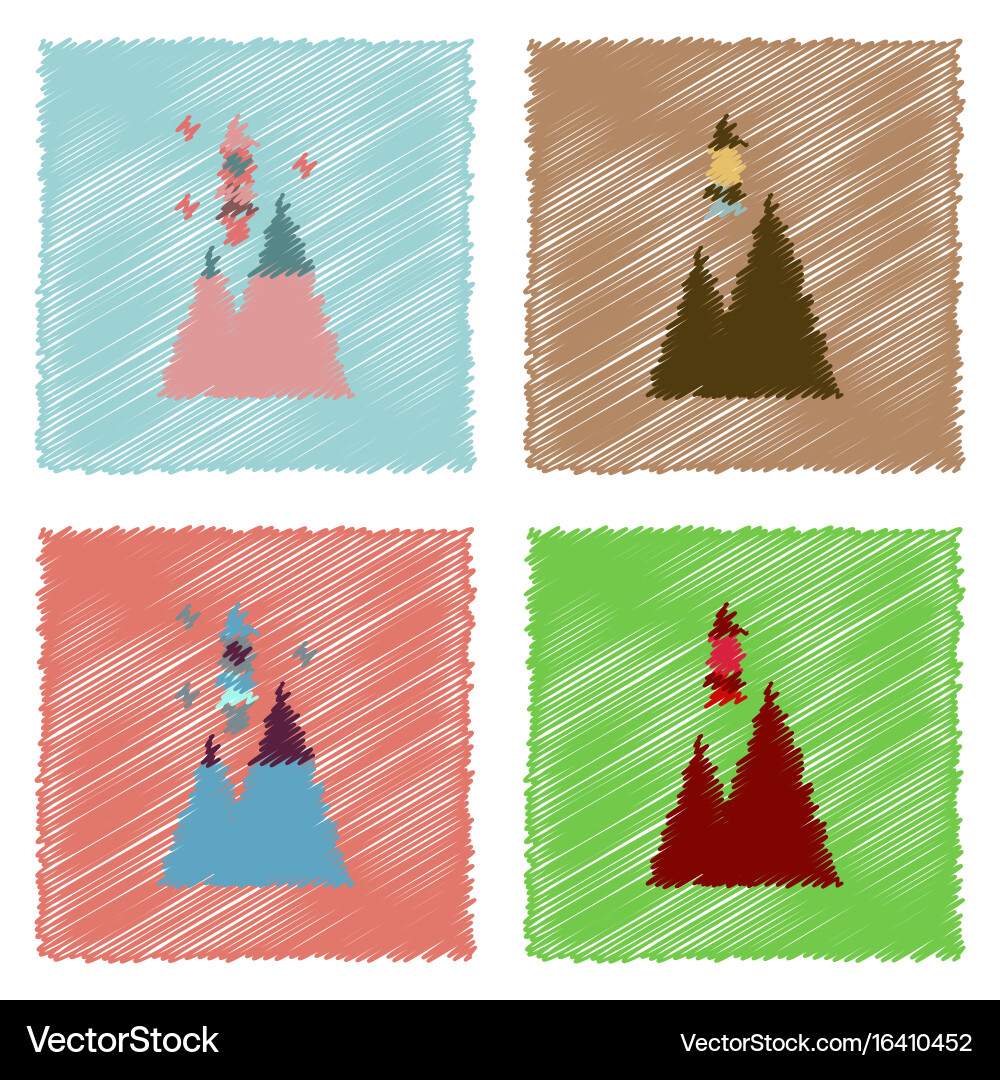 Flat icon design collection rocket and pyramids Vector Image