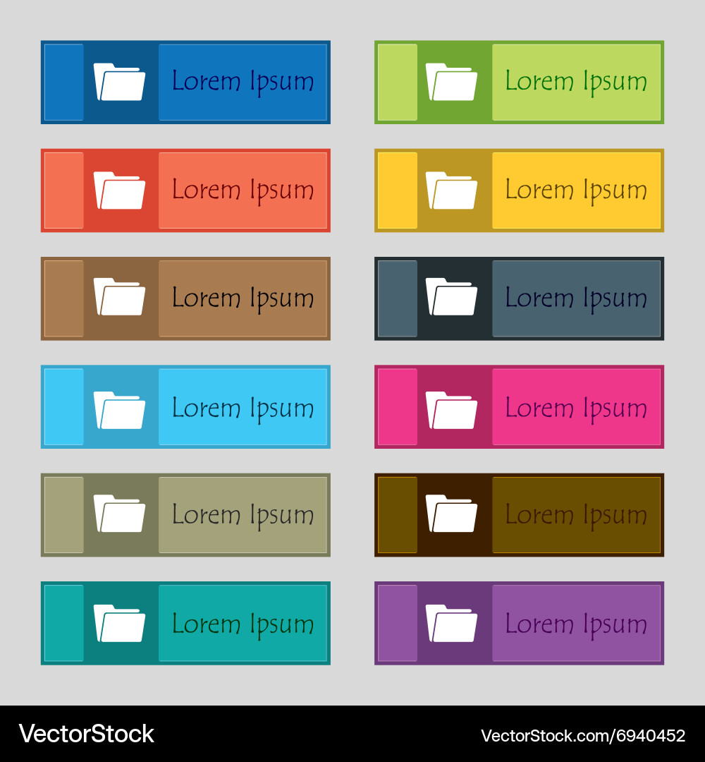 Folder icon sign set of twelve rectangular Vector Image