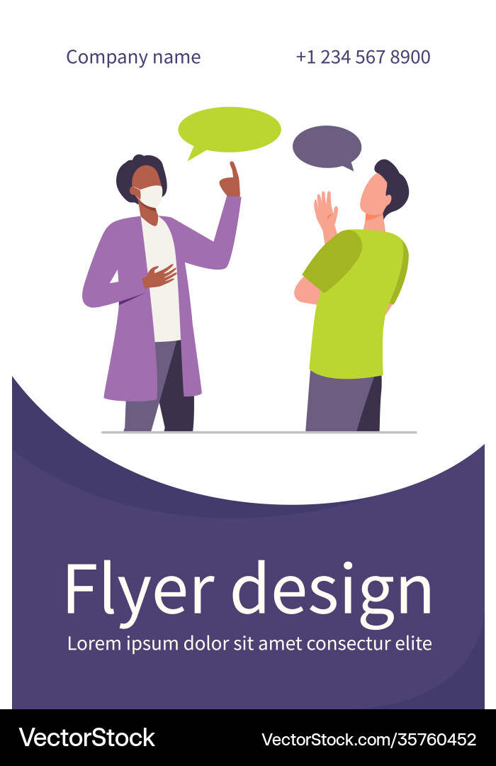 Man Wearing Mask Discussing with Another Person Vector Image
