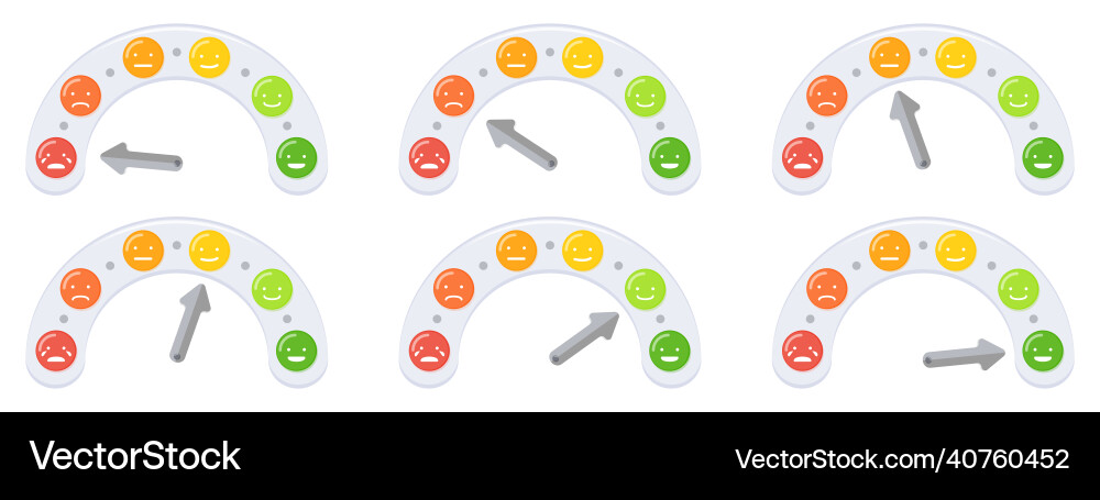 Mood scale with arrow on semicircular chart Mood scale with arrow on semicircular chart vector image