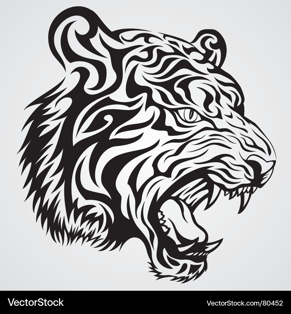 Powerful Tiger Head Tattoo vector image