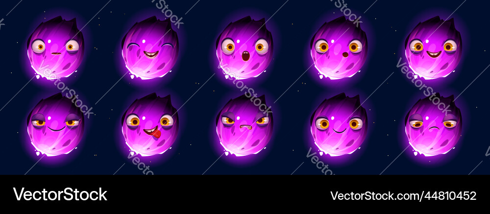 Satz von Fantasie-Planeten mit verschiedenen Emotionen Satz von Fantasie-Planeten mit verschiedenen Emotionen vektorbild