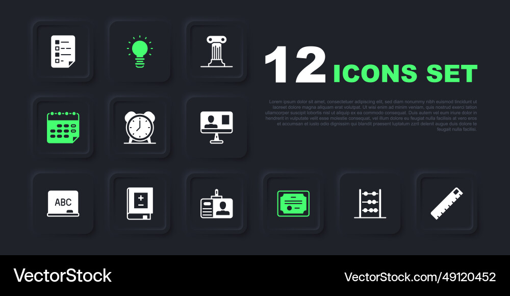 Set abacus ruler alarm clock certificate template Vector Image