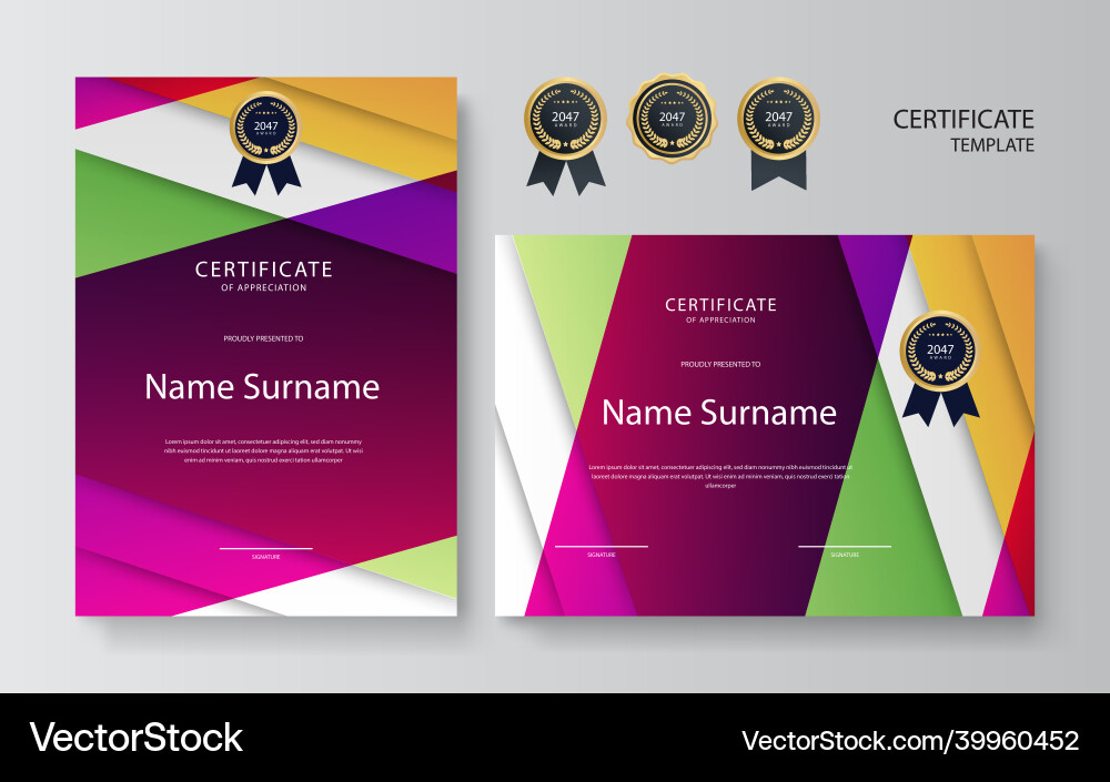 Set certificate template with dynamic Set certificate template with dynamic vector image