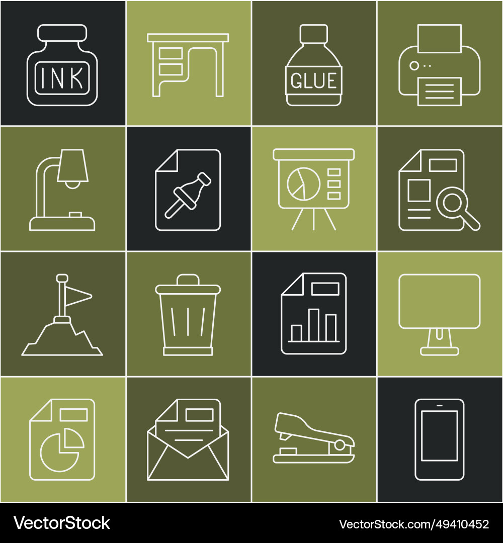 Set line mobile phone computer monitor document Set line mobile phone computer monitor document Vector Image