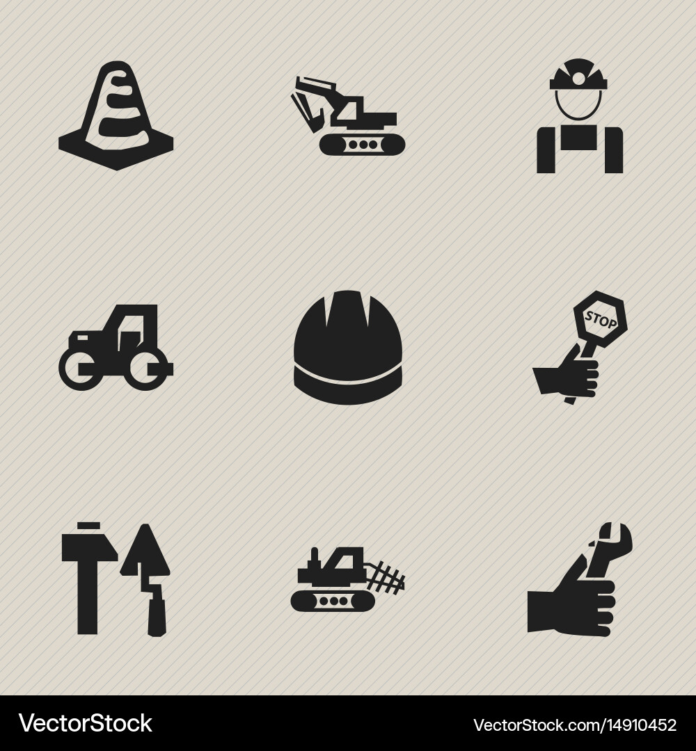 Set of 9 editable building icons includes symbols vector image
