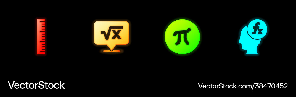 Set ruler square root x glyph pi symbol Set ruler square root x glyph pi symbol vector image