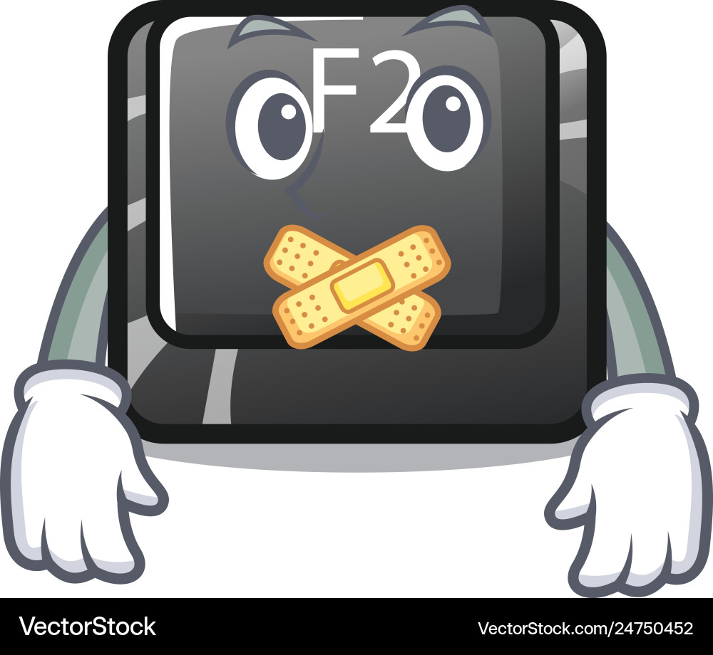 Silent f2 button on mascot computer Silent f2 button on mascot computer Vector Image