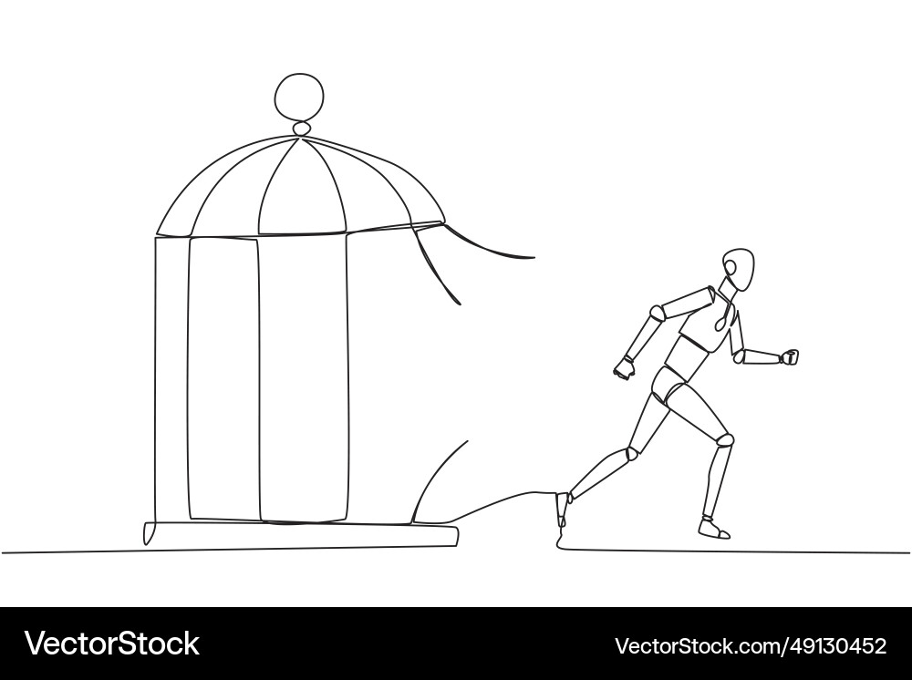 Single continuous line drawing smart robot Single continuous line drawing smart robot vector image