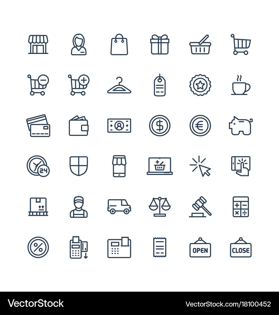 Thin line icons set with shopping and e vector image