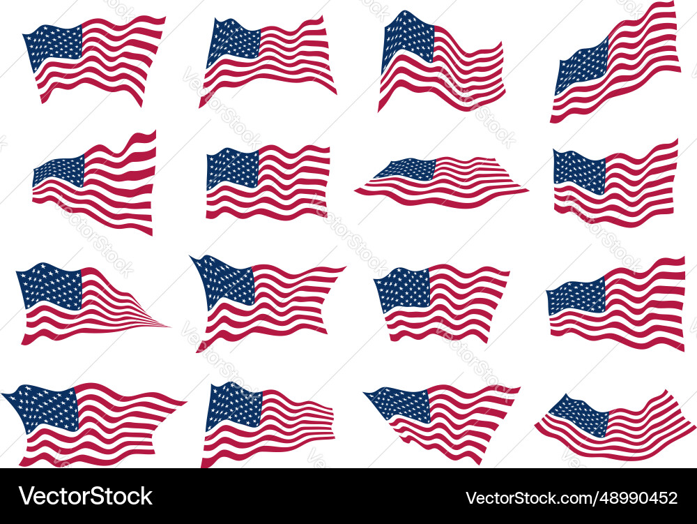 Us Fahne waving im Wind aus verschiedenen Winkeln Us Fahne waving im Wind aus verschiedenen Winkeln vektorbild