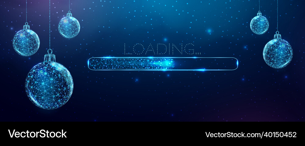 Wireframe christmas stars and loading bar low Wireframe christmas stars and loading bar low vector image