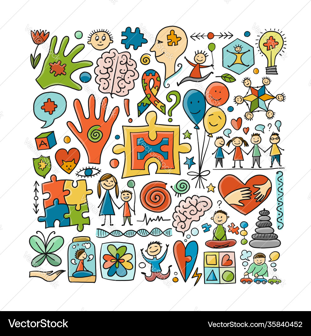 World autism awareness day colorful puzzle design World autism awareness day colorful puzzle design vector image
