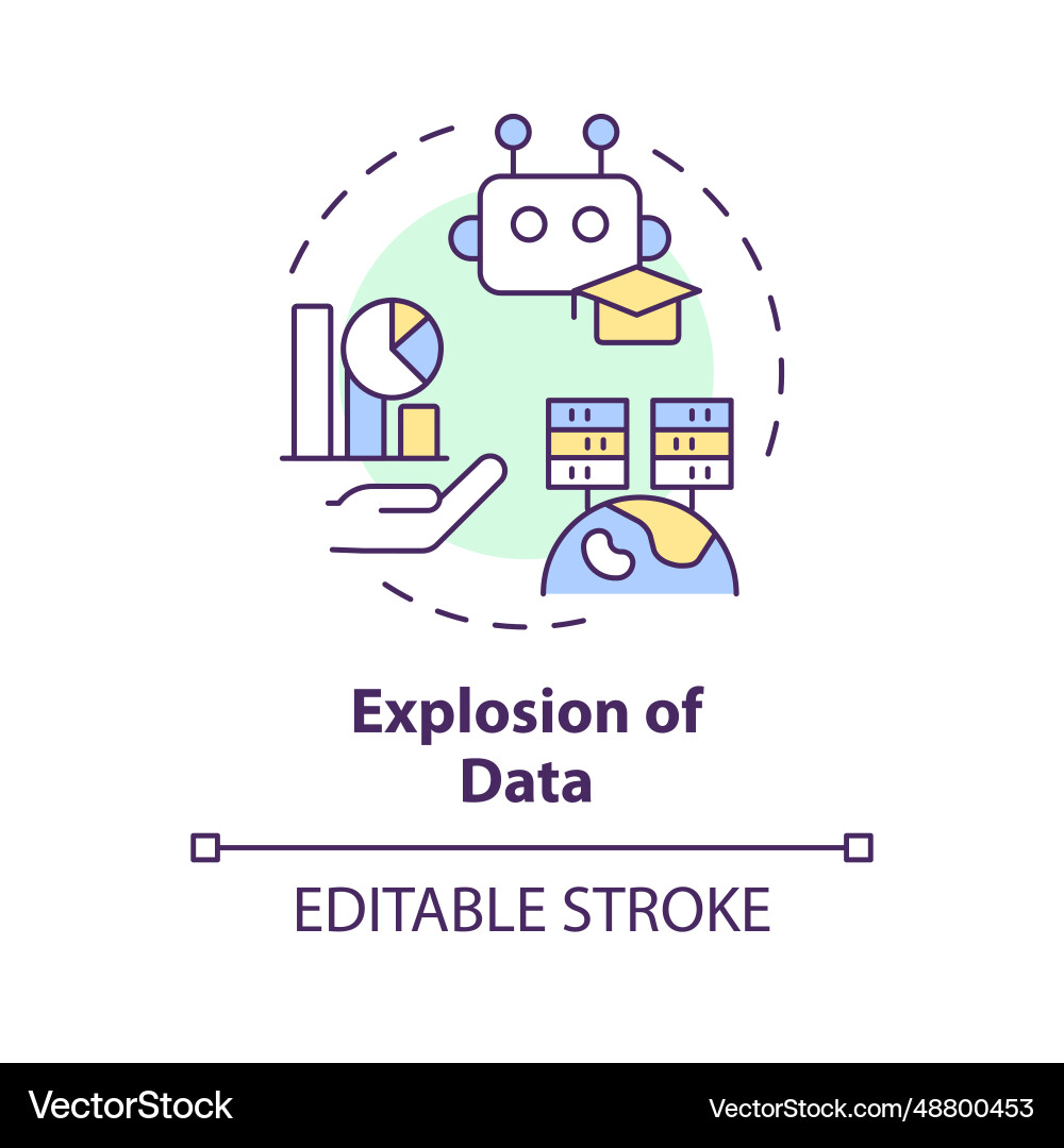 2d colorful thin linear icon explosion of data 2d colorful thin linear icon explosion of data vector image