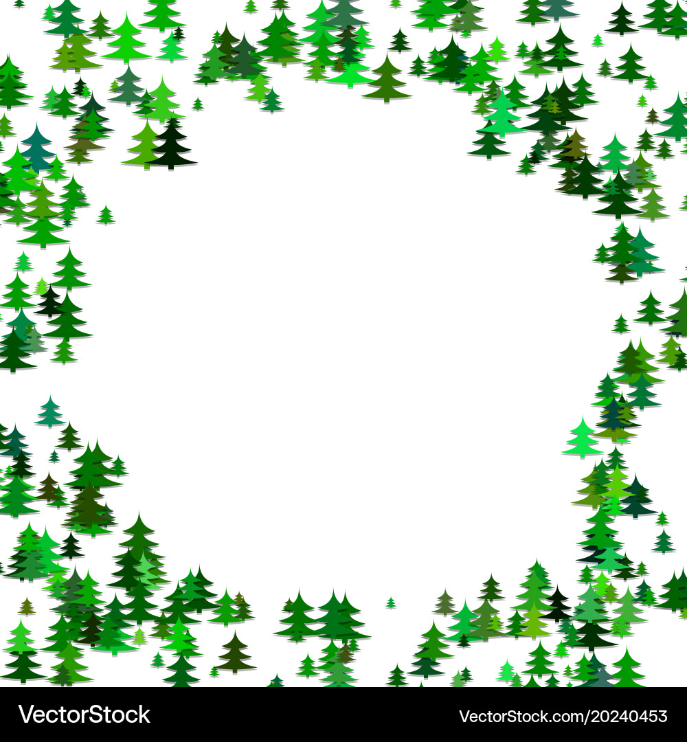 Abstract random pine tree pattern round border vector image