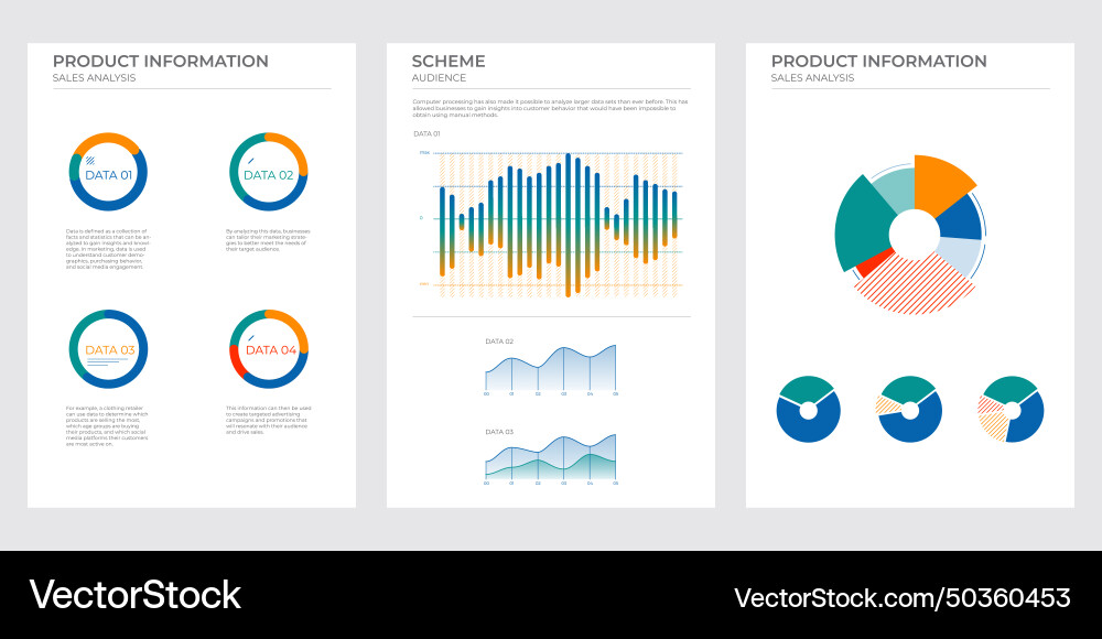 Coverage audience data charts in color Coverage audience data charts in color vector image