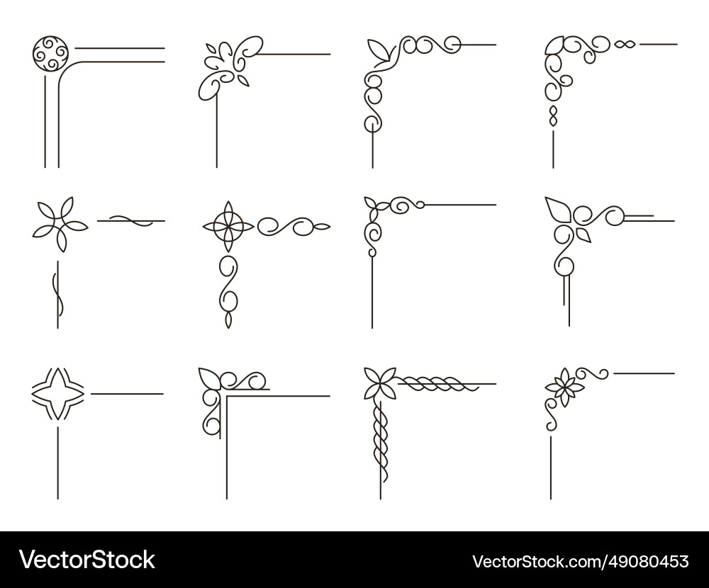 Line ornamental corners decorative flourish Line ornamental corners decorative flourish vector image
