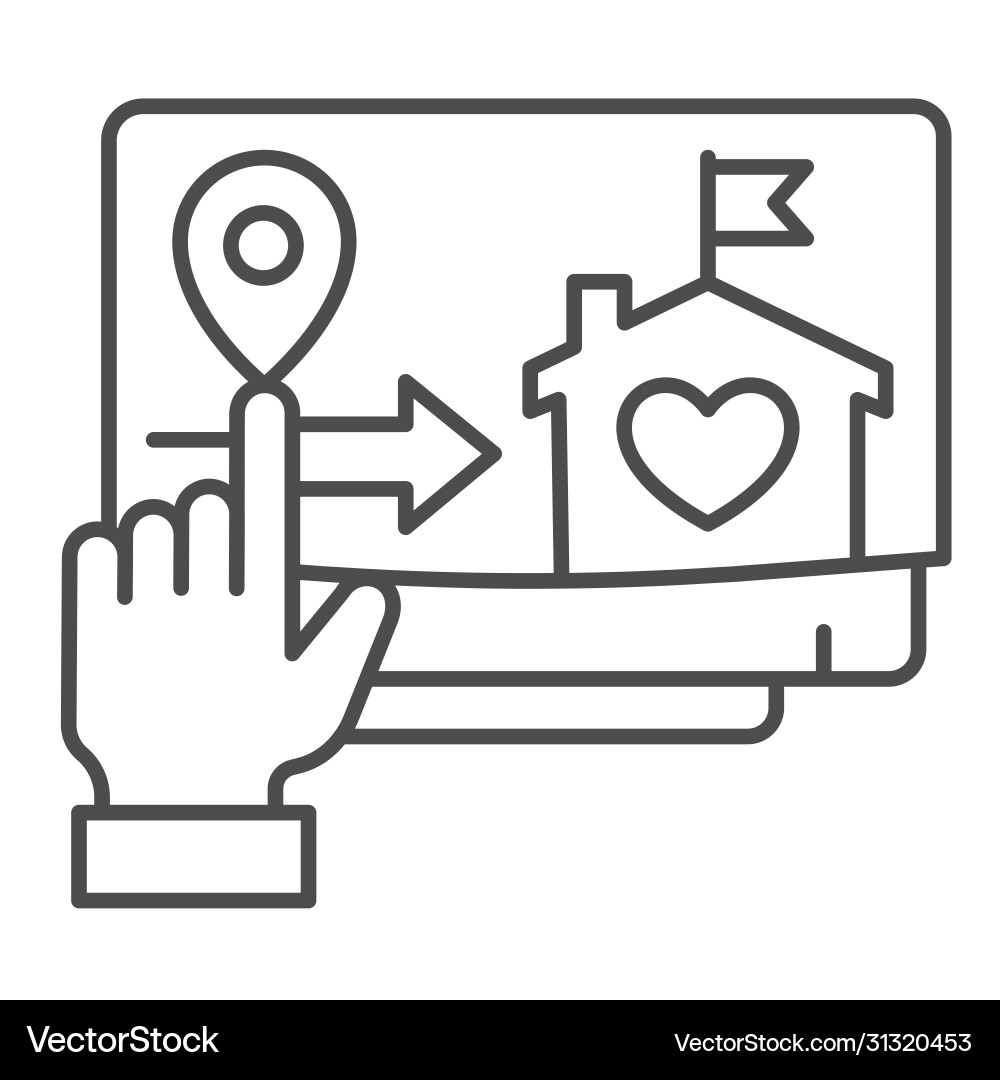 Monitor and hand pointer thin line icon smart Monitor and hand pointer thin line icon smart vector image